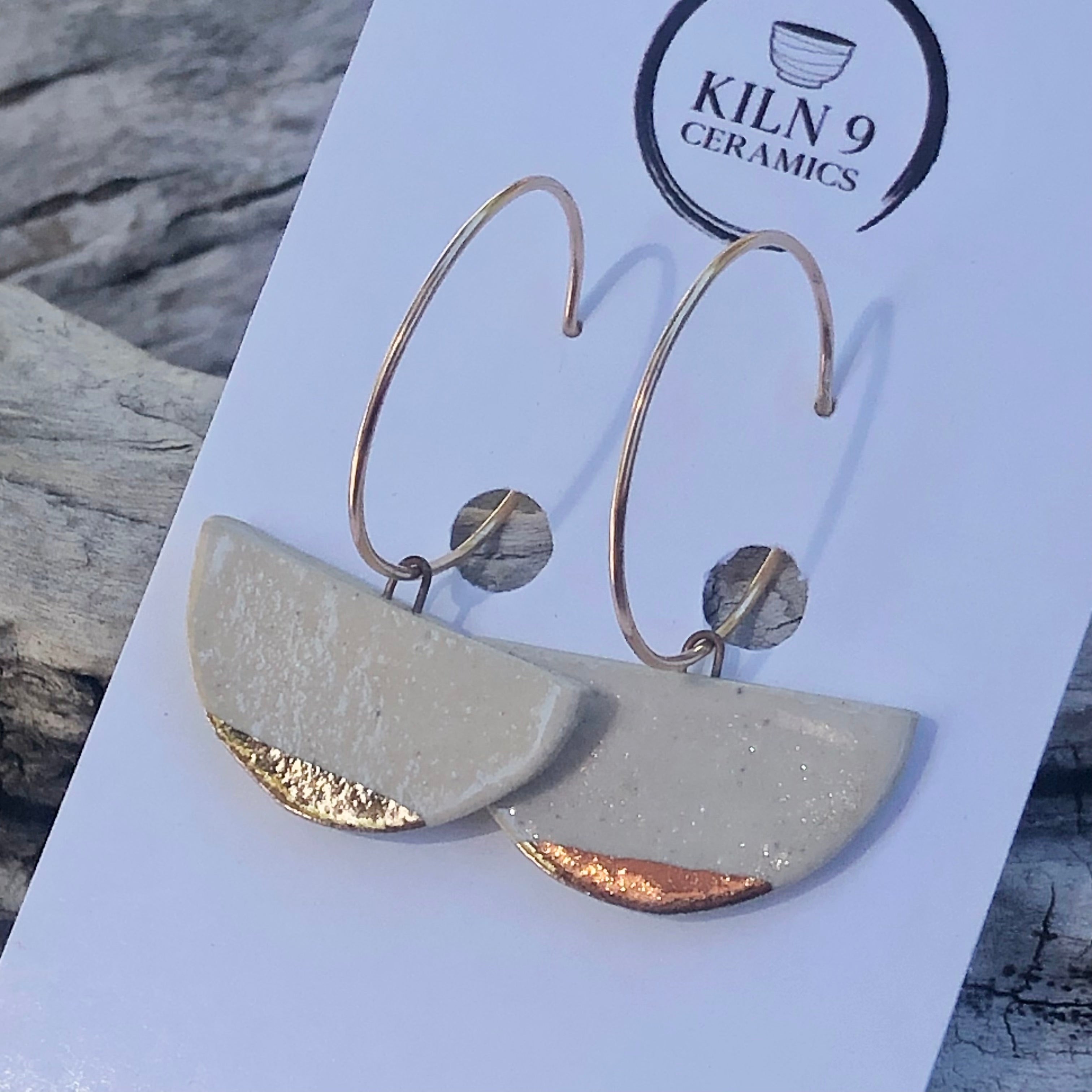 Stoneware Earrings with 22K Gold