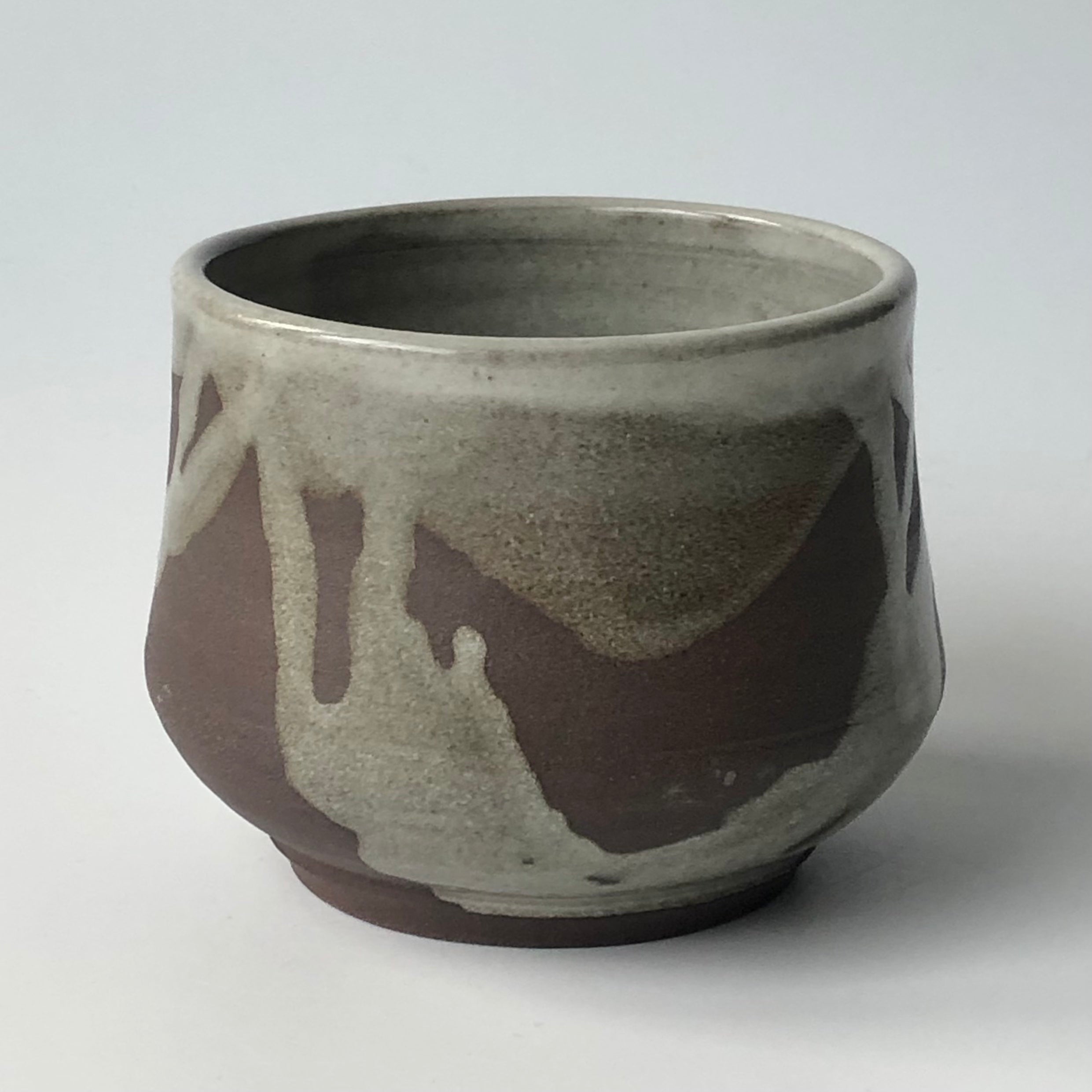 Black Clay Chawan (Teabowl) Splashed with Apple Orchard Ash Glaze