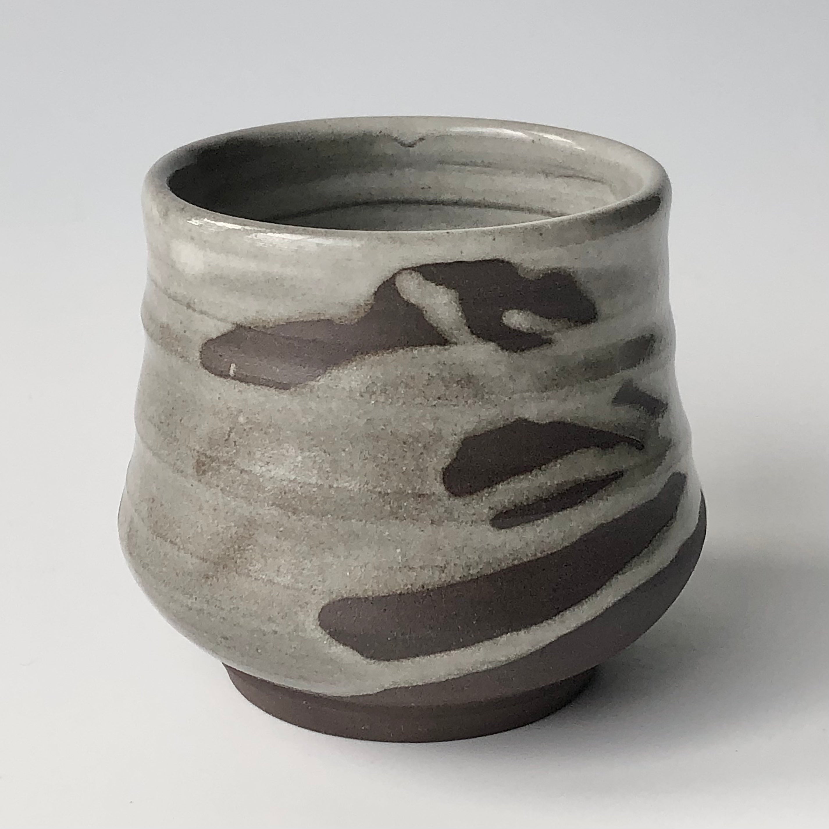 #2 Black Clay Chawan (Teabowl) Splashed with Apple Orchard Ash Glaze