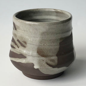 #2 Black Clay Chawan (Teabowl) Splashed with Apple Orchard Ash Glaze