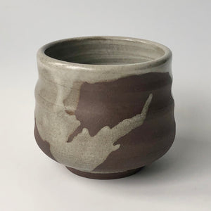 #3 Black Clay Chawan (Teabowl) Splashed with Apple Orchard Ash Glaze